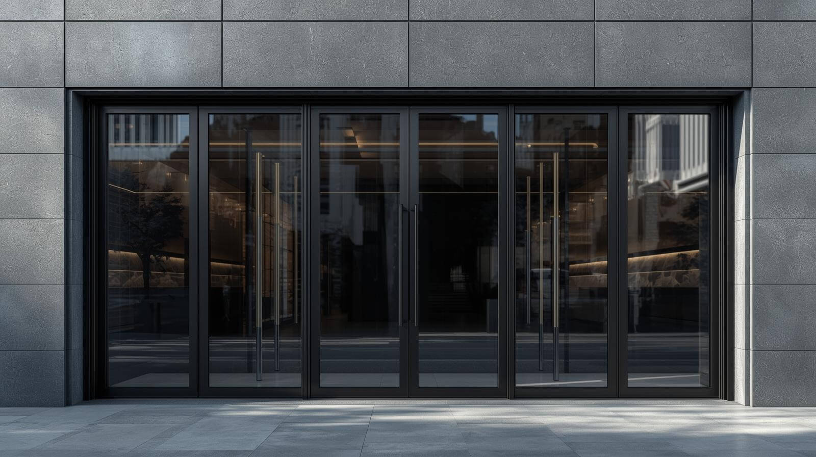 black frame aluminium glass doors on modern building facade-vigorawindows.com black frame aluminium glass doors on modern building facade-vigorawindows.com