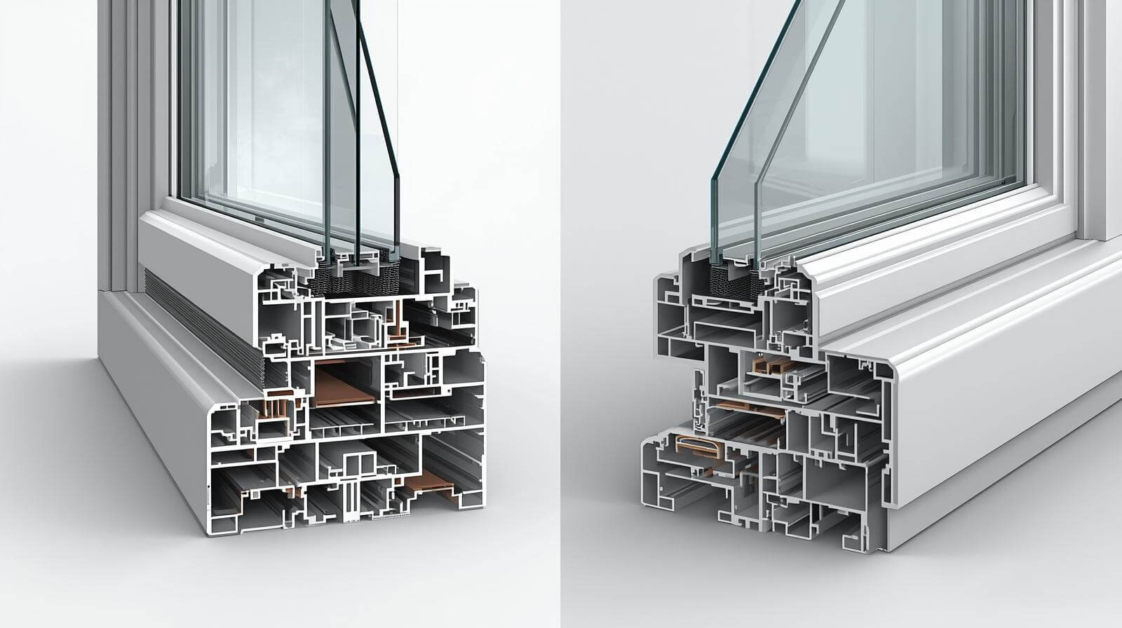 Comparison of uPVC and aluminium glass window profiles structure-vigorawindows.com Comparison of uPVC and aluminium glass window profiles structure-vigorawindows.com