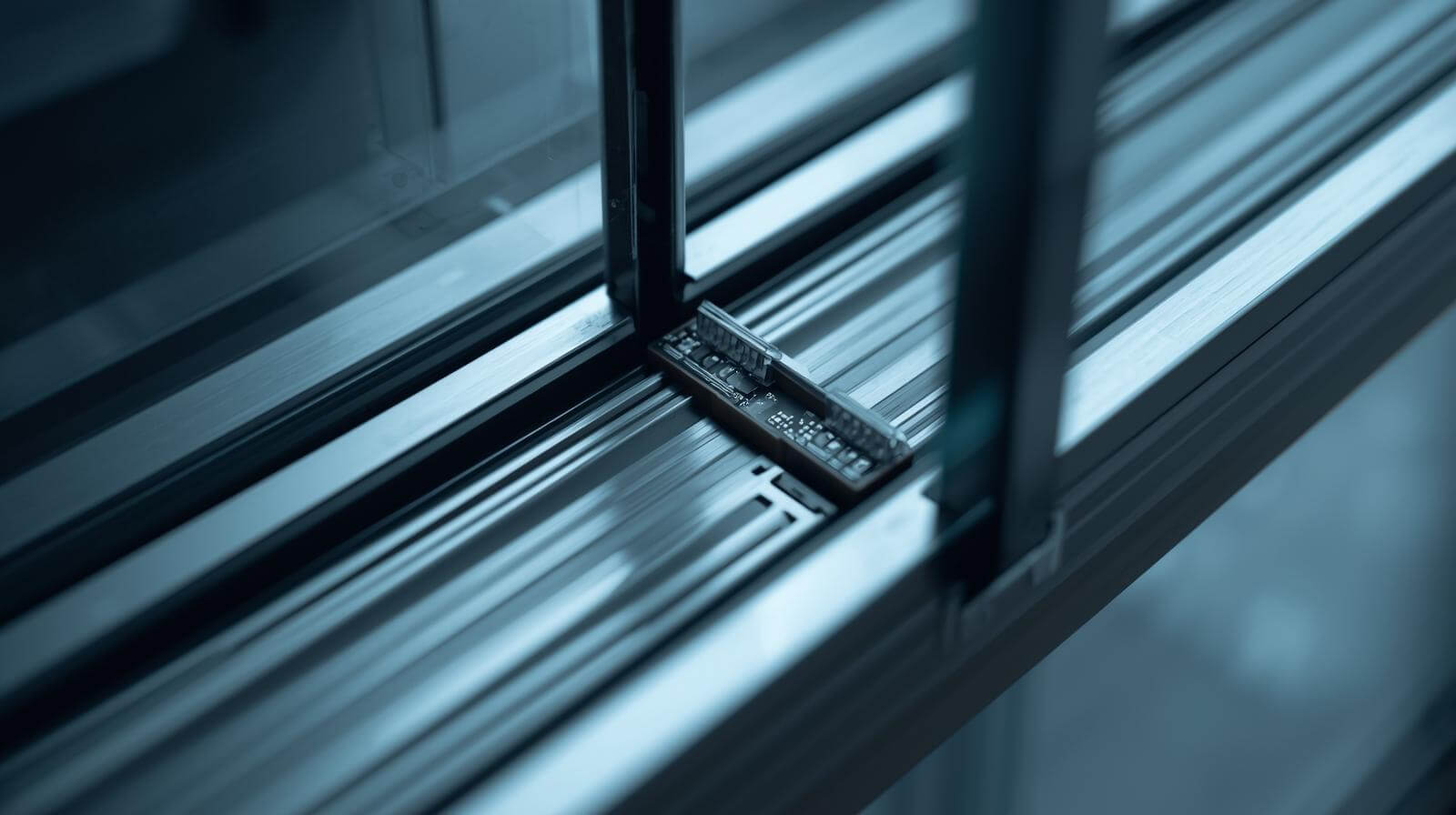 IoT sensors on aluminium glass window frame close-up-vigorawindows.com IoT sensors on aluminium glass window frame close-up-vigorawindows.com