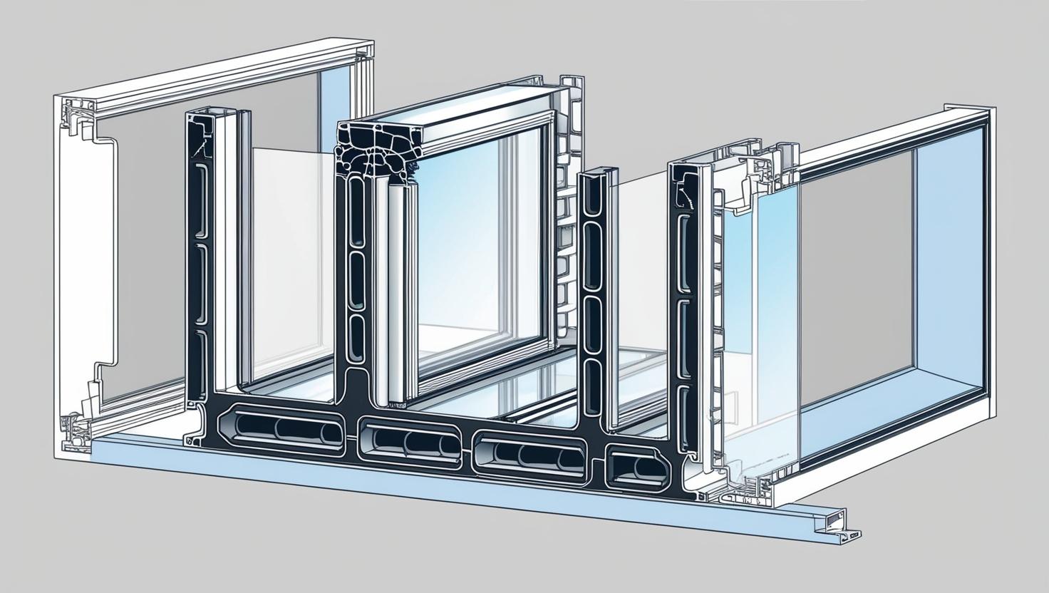 cross-section of aluminium casement window frame showing insulation layers-vigorawindows.com
