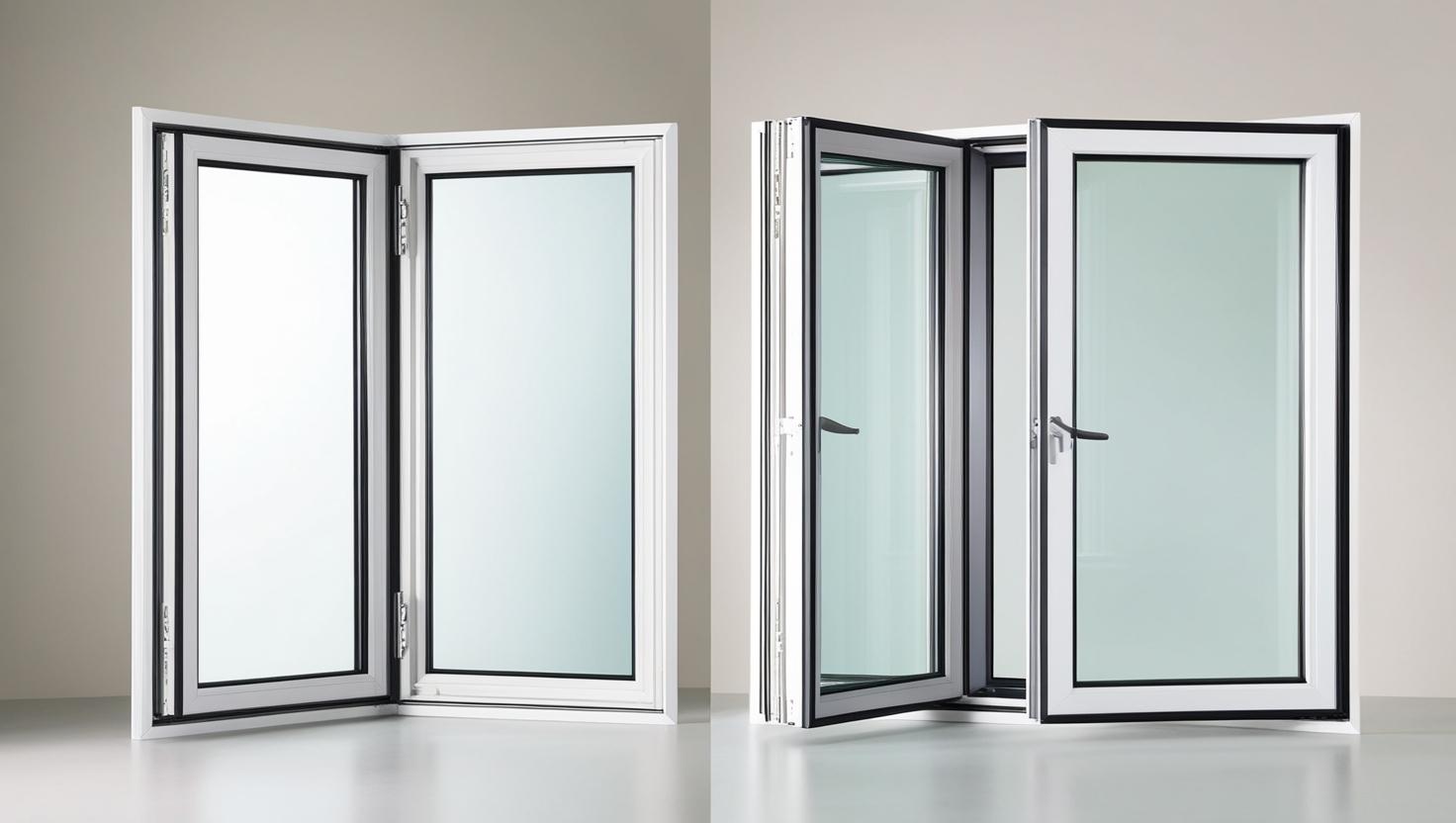 side-by-side comparison of aluminium fixed and casement windows-vigorawindows.com