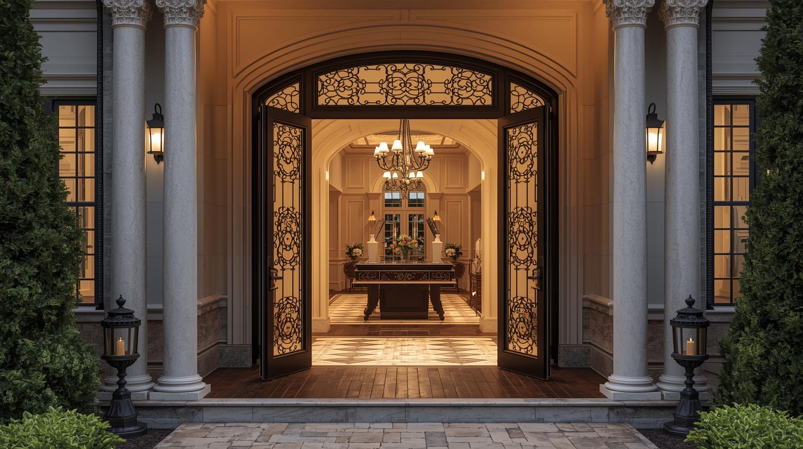 residential entrance with double door french glass doors fully opened-vigorawindows.com