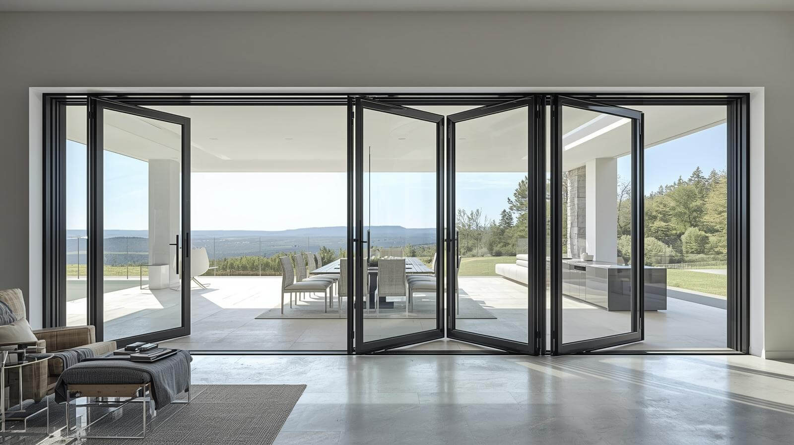 Aluminium folding glass doors for open space design-vigorawindows.com