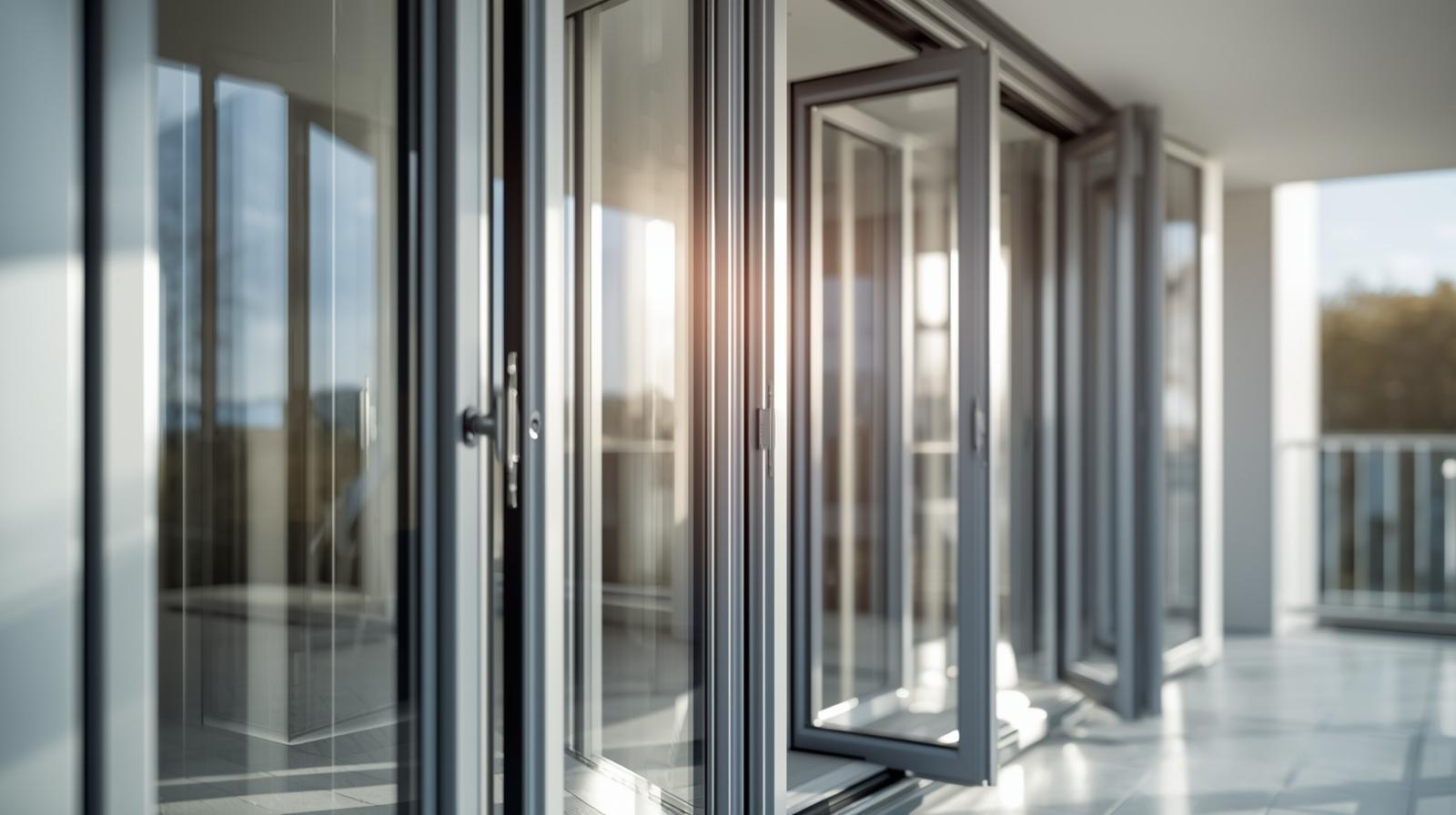 uPVC bi fold glass door installed on balcony showing folding and sealing-vigorawindows.com