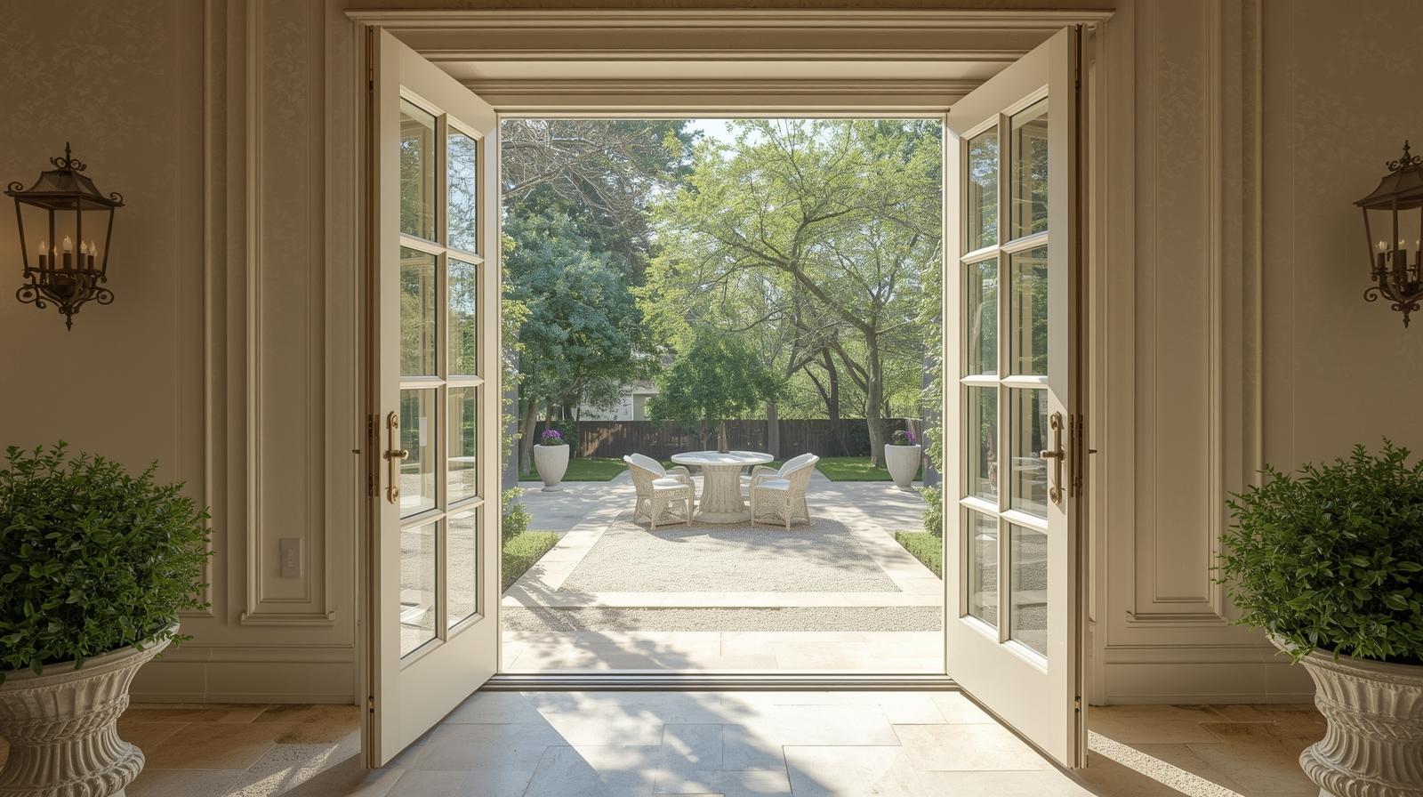 double door french glass door opening both ways at courtyard entrance-vigorawindows.com