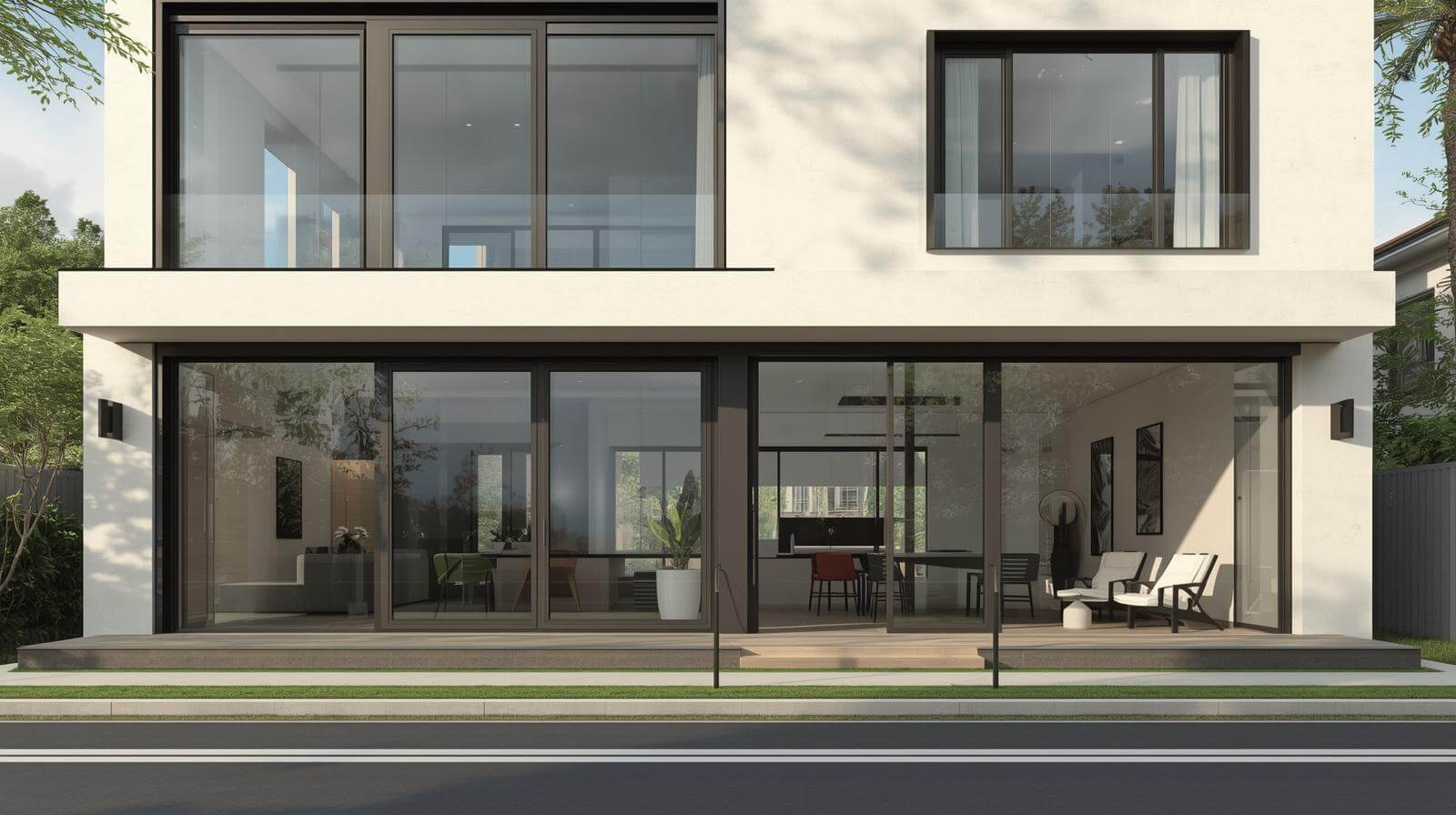 Combination of aluminium glass fixed windows and operable glass windows used in villa and commercial desig-vigorawindows.com