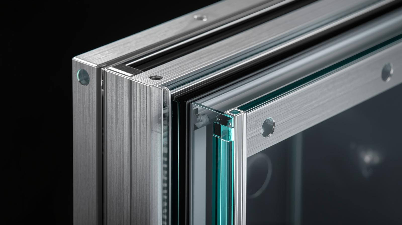 cross section of aluminium swing door showing frame and glass layers-vigorawindows.com