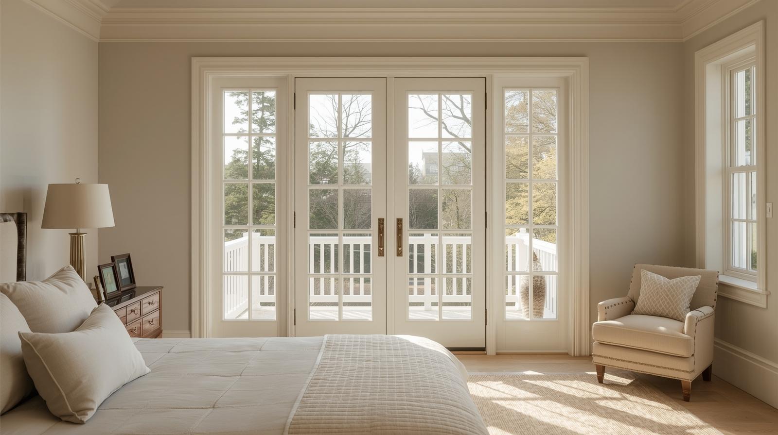 Bedroom with custom french door design for natural light-vigorawindows.com