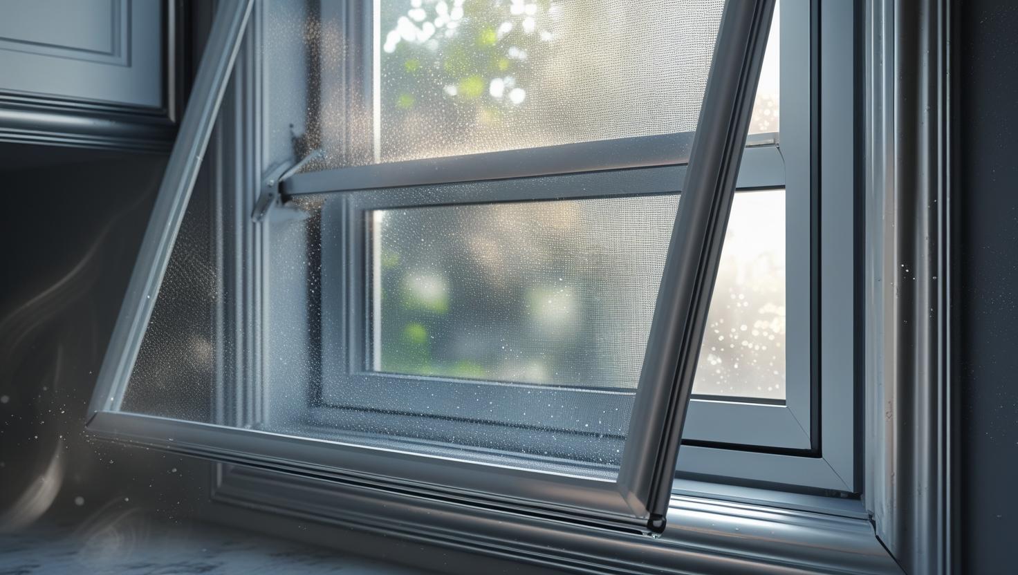 aluminum frame awning window with insect screen used in a humid kitchen environment-vigorawindows.com