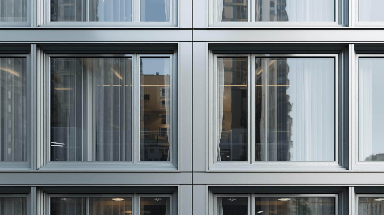 Aluminium glass double hung windows installed on modern apartment façade-vigorawindows.com