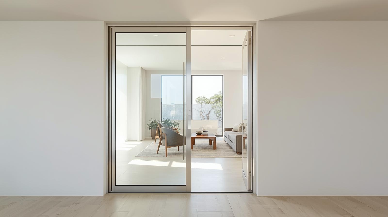 Aluminium glass swing door in modern home interior-vigorawindows.com