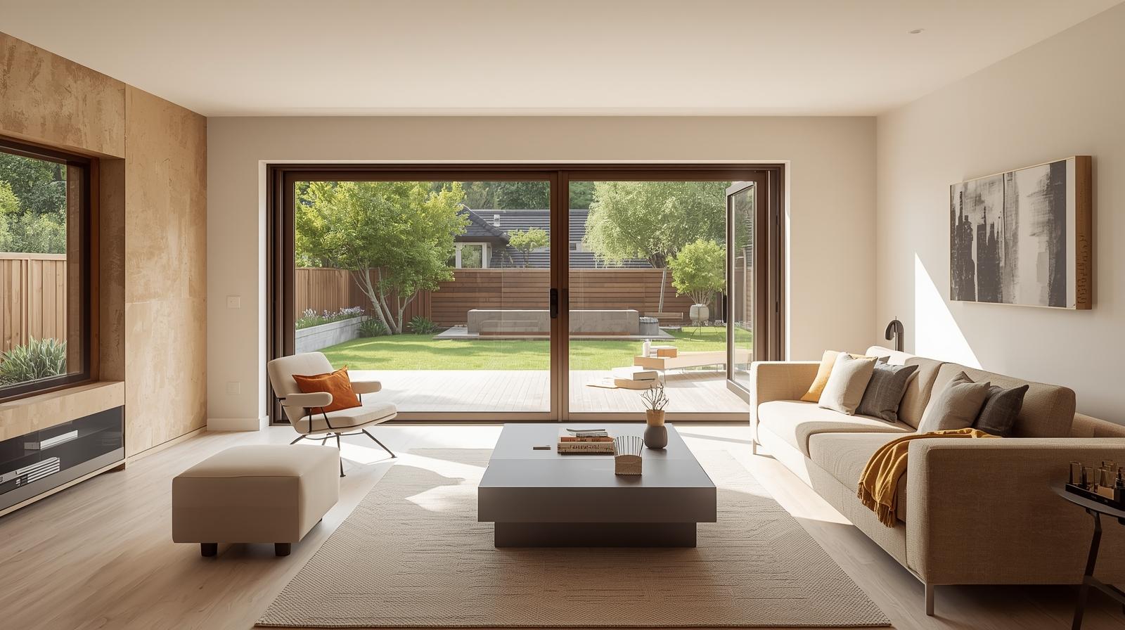 Modern living room with upvc glass sliding door for natural lighting-vigorawindows.com