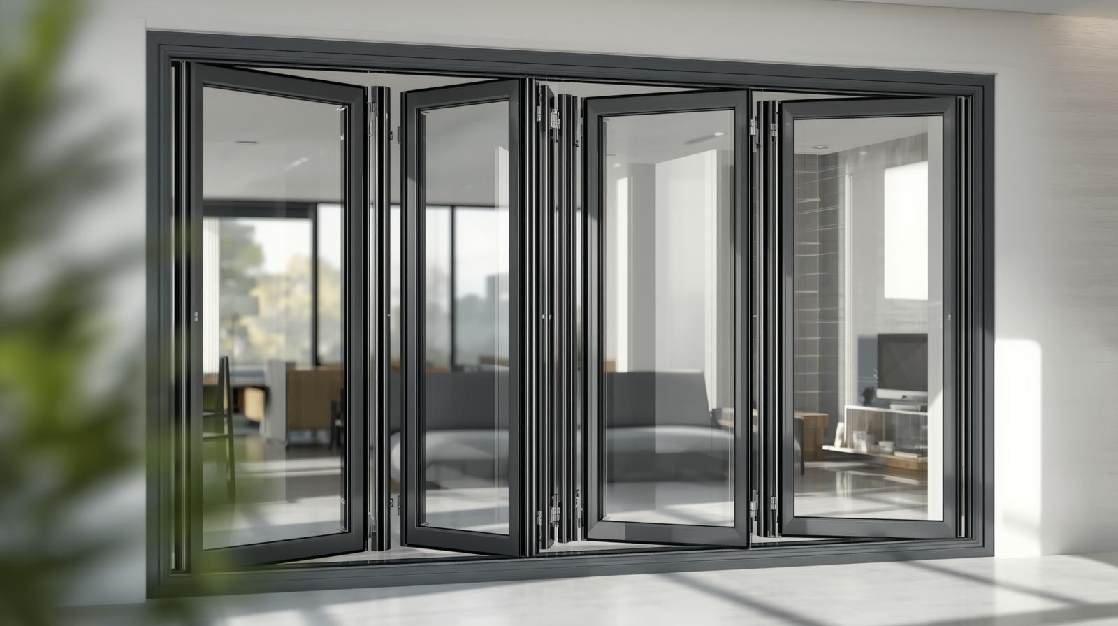 Aluminium folding glass door system by VIGORAWINDOWS-vigorawindows.com