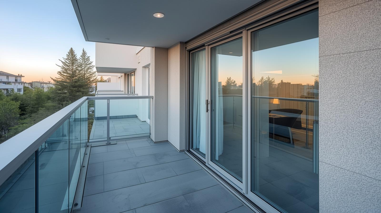 Apartment balcony with upvc balcony glass sliding door for space saving-vigorawindows.com