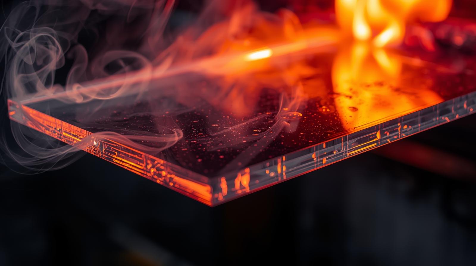 Fire-resistant glass test showing glass maintaining integrity under high temperature-vigorawindows.com