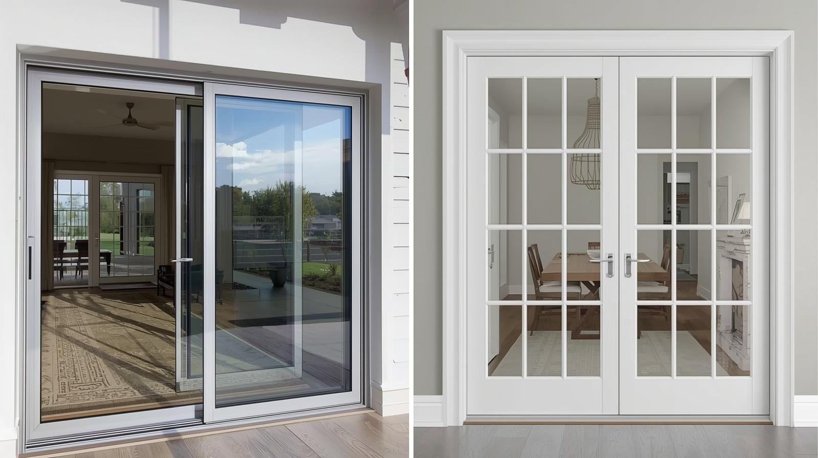 comparison of aluminium frame glass sliding door and all glass French door-vigorawindows.com