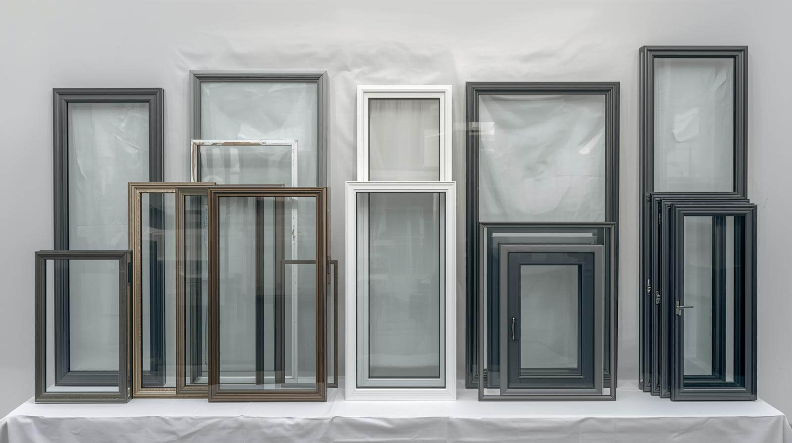 Minimalist aluminium glass window samples displayed for wholesalers-vigorawindows.com