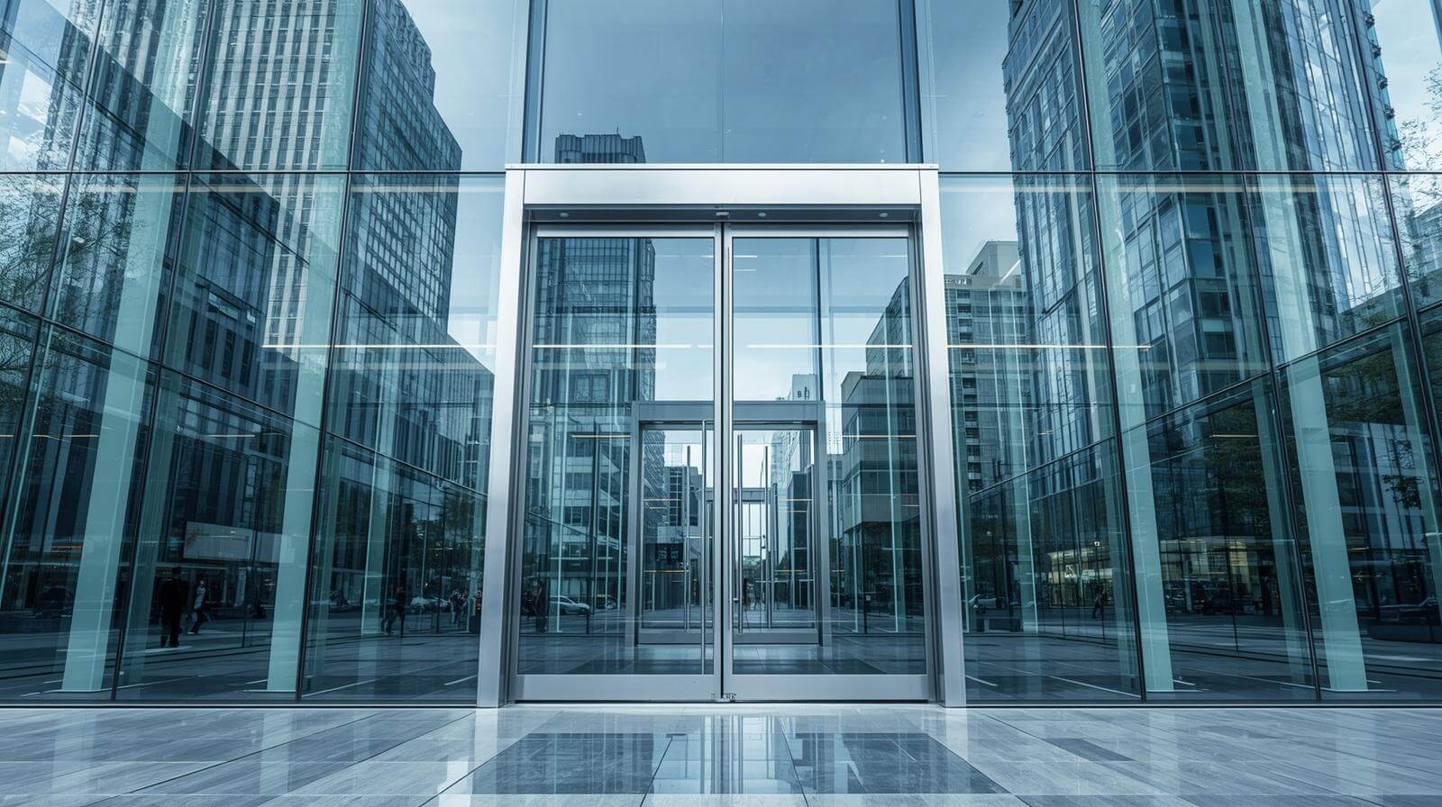 Modern building with aluminium full glass door installation-vigorawindows.com