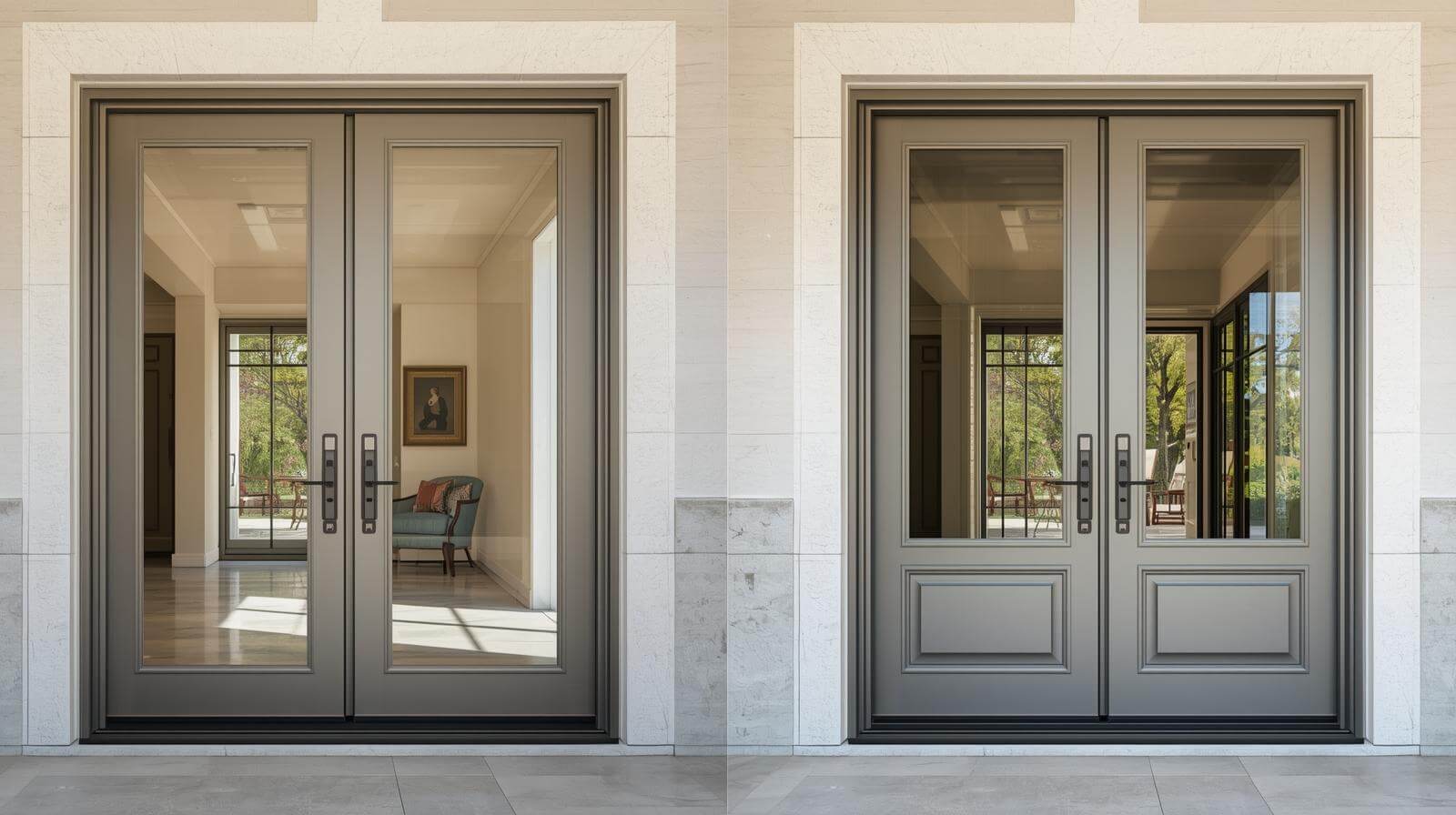 Comparison between aluminium French door and aluminium double door-vigorawindows.com