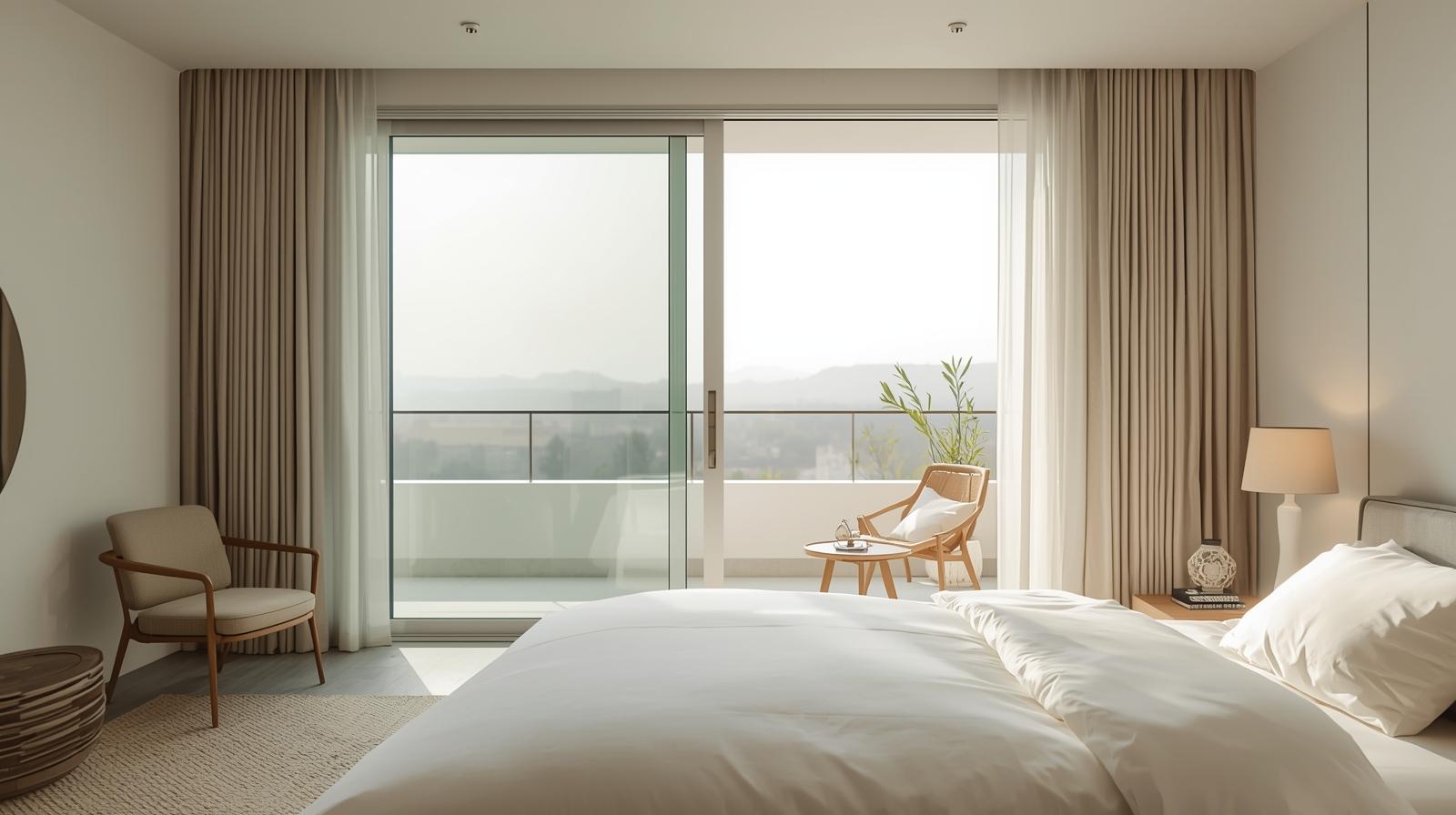 modern bedroom with aluminium frame glass swing door-vigorawindows.com
