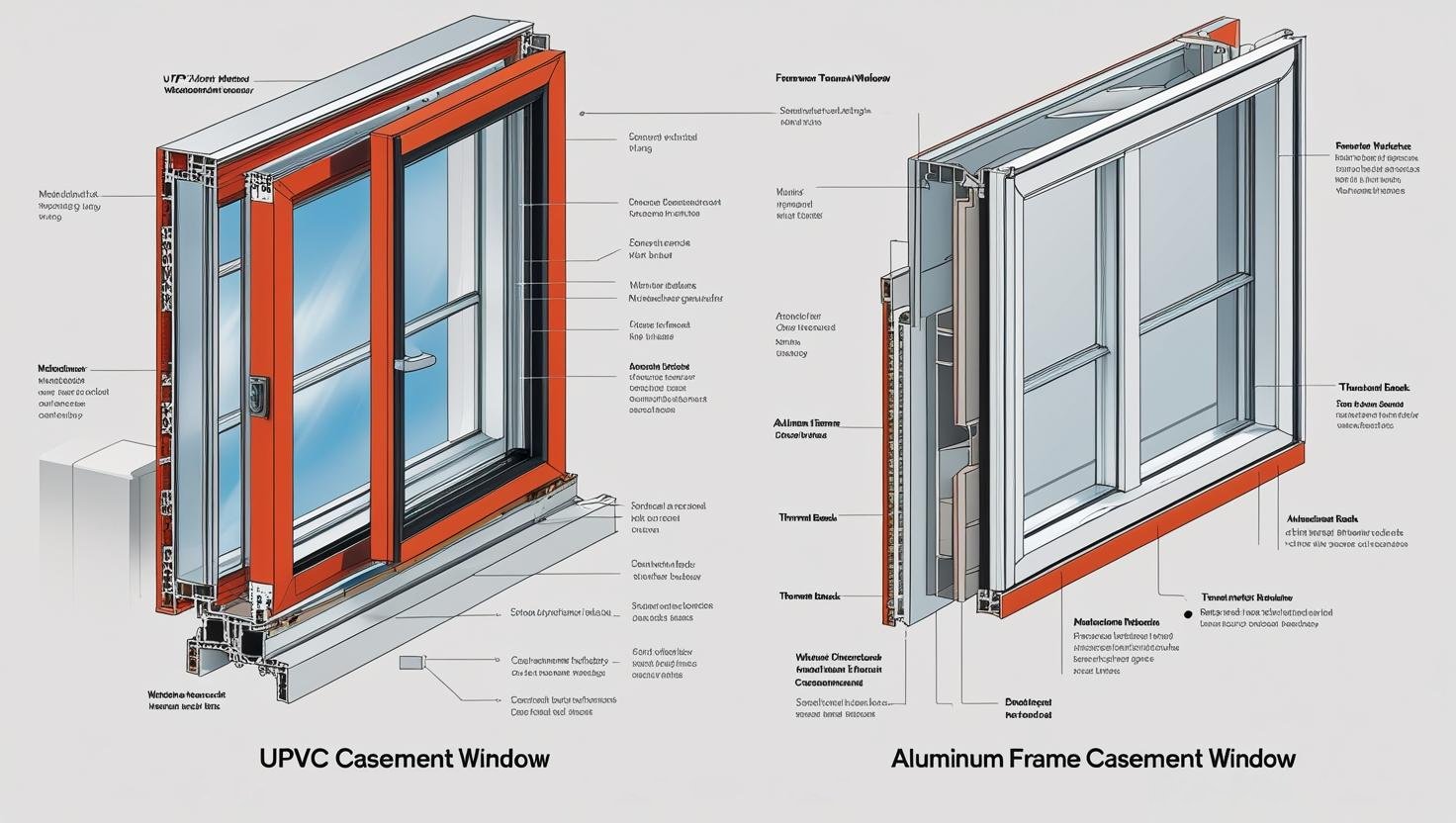 structure comparison between UPVC casement windows and aluminium frame casement windows-vigorawindows.com