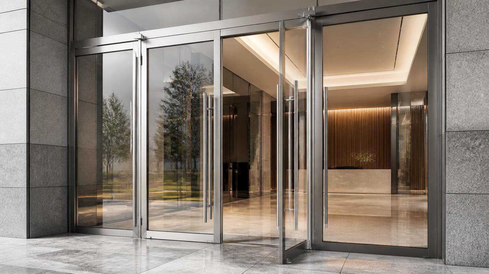 commercial aluminium entrance door with heavy-use hardware-vigorawindows.com.jpg
