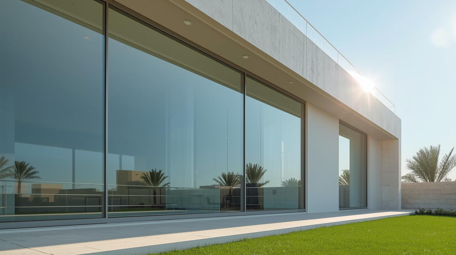 uPVC fixed window large glass commercial facade--vigorawindows.com