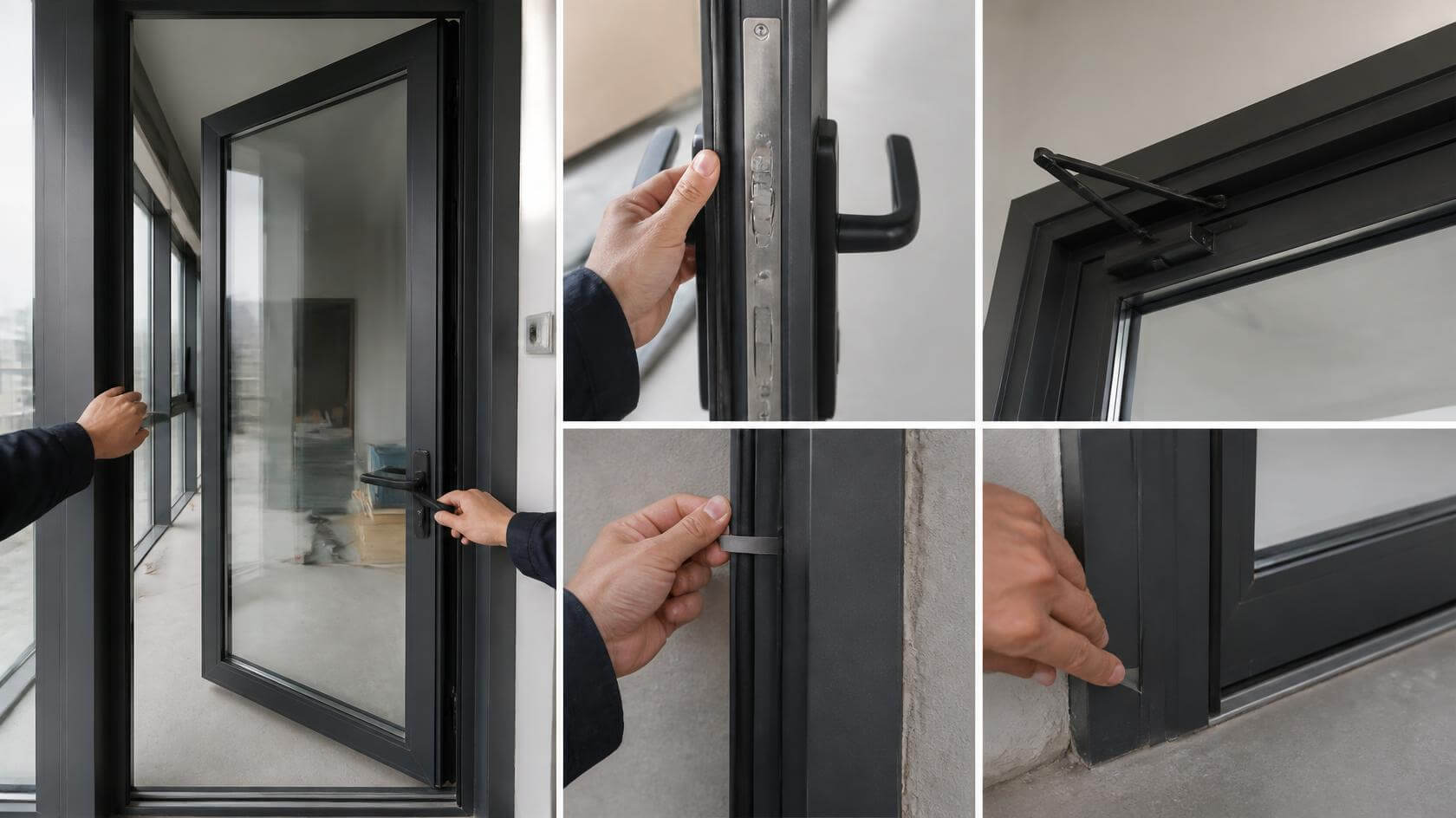 installed aluminium swing door operation and quality inspection-vigorawindows.com.jpg